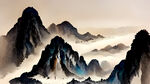 有中国风格，画面上山水及天空而使人心旷神怡的书籍封面背景图像