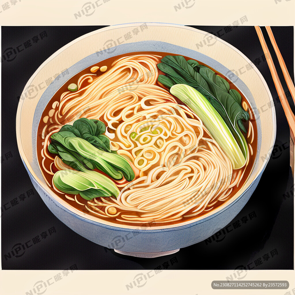 重庆小面 手绘风格 俯视 动感