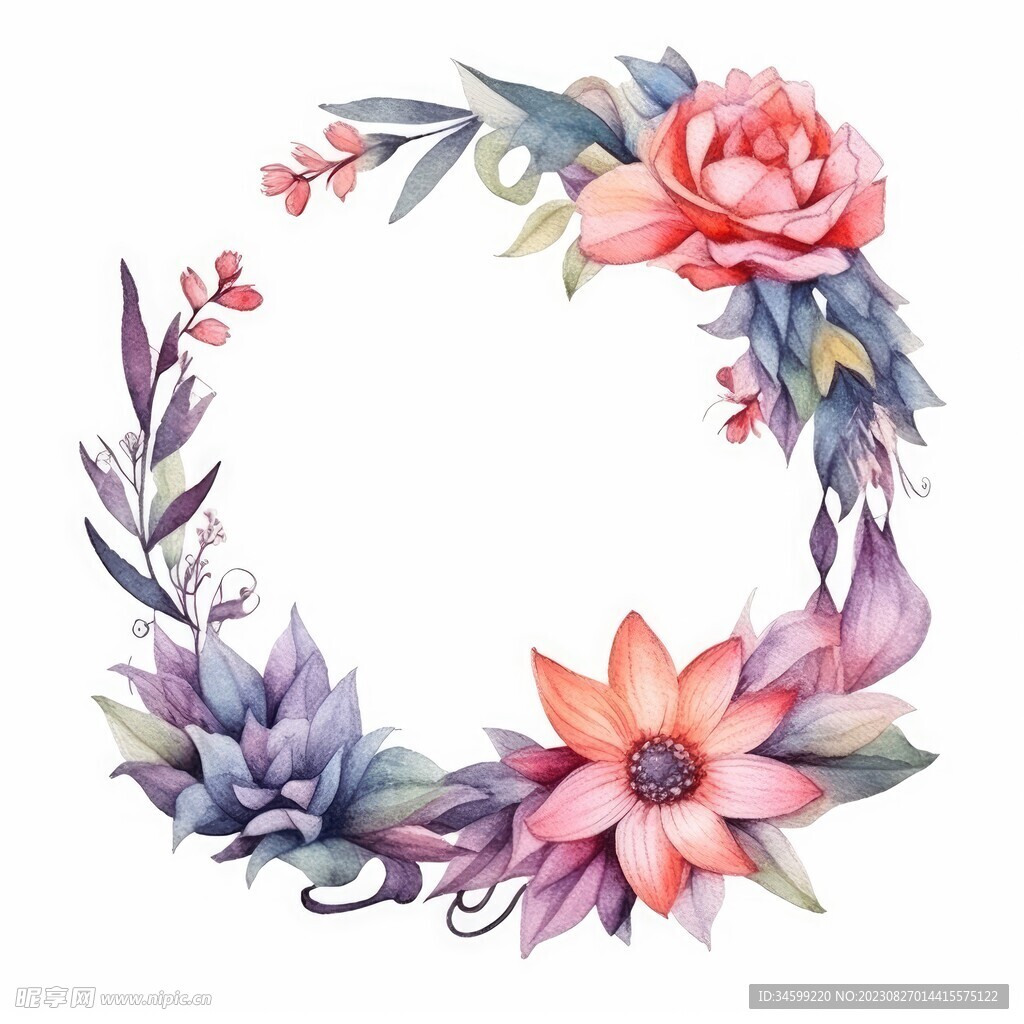 水彩花圈 