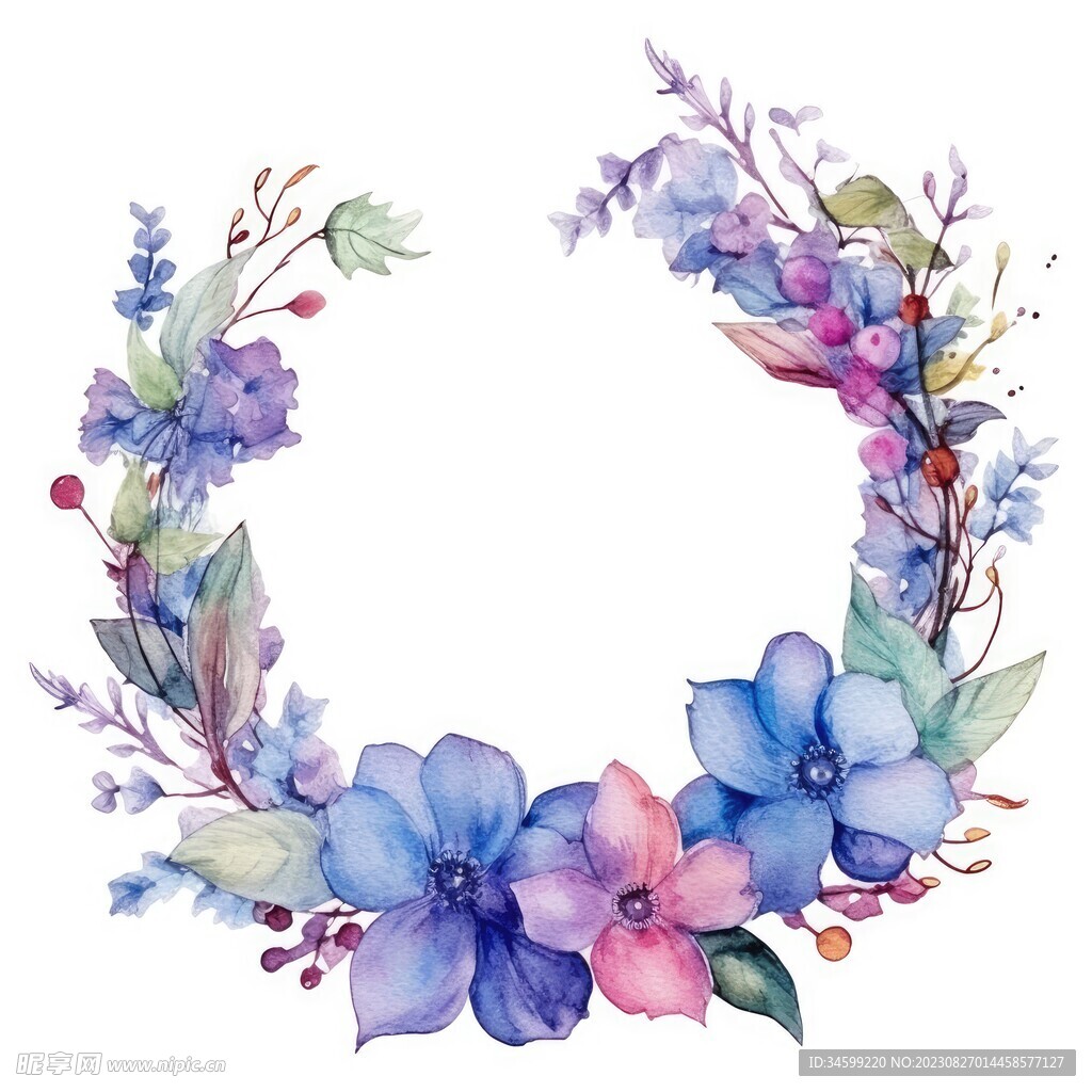水彩花圈 