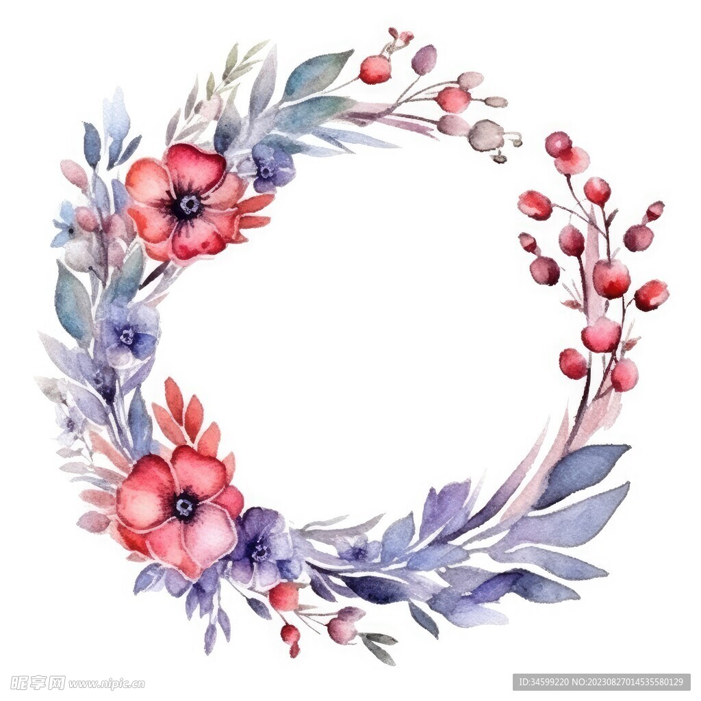 水彩花圈 