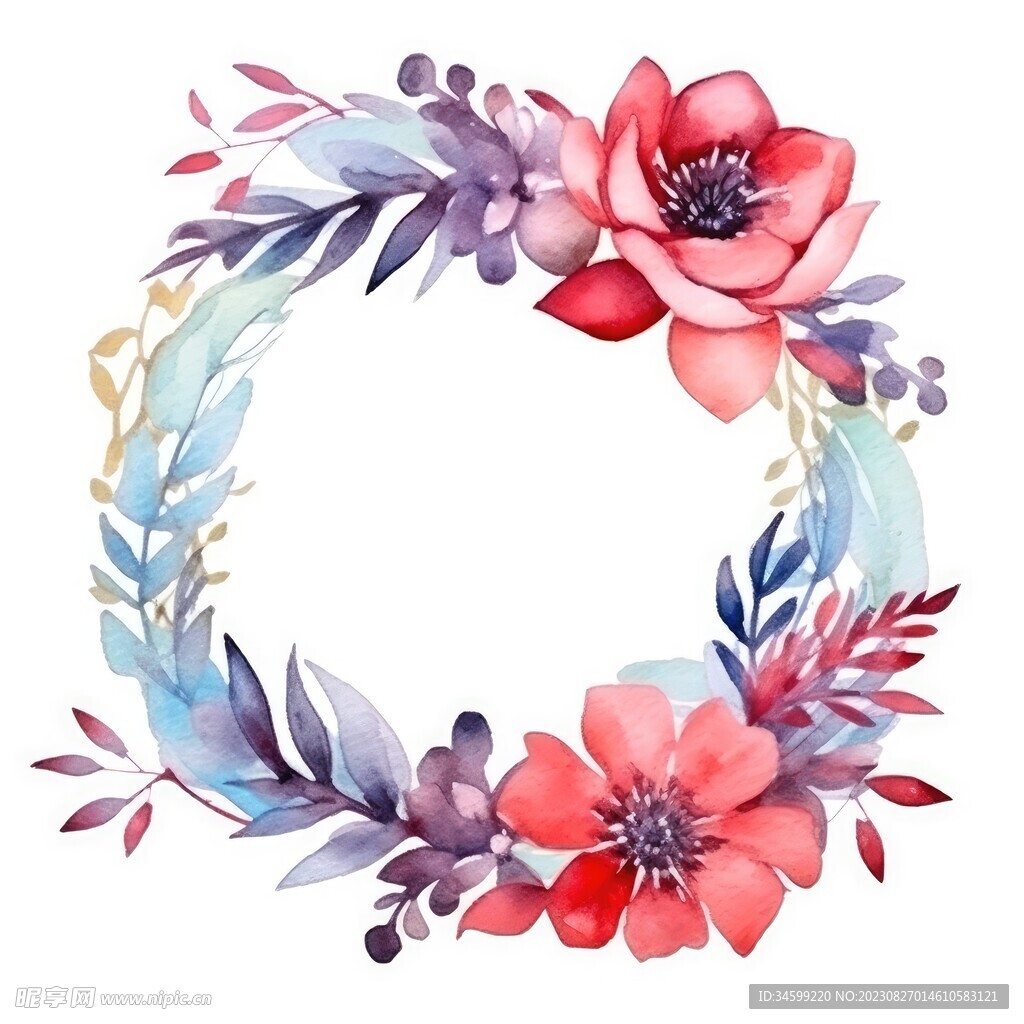 水彩花圈 