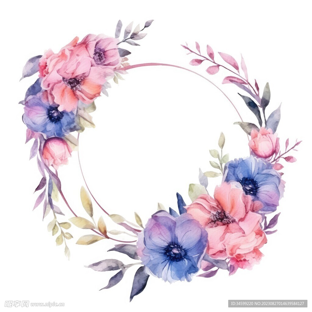 水彩花圈 