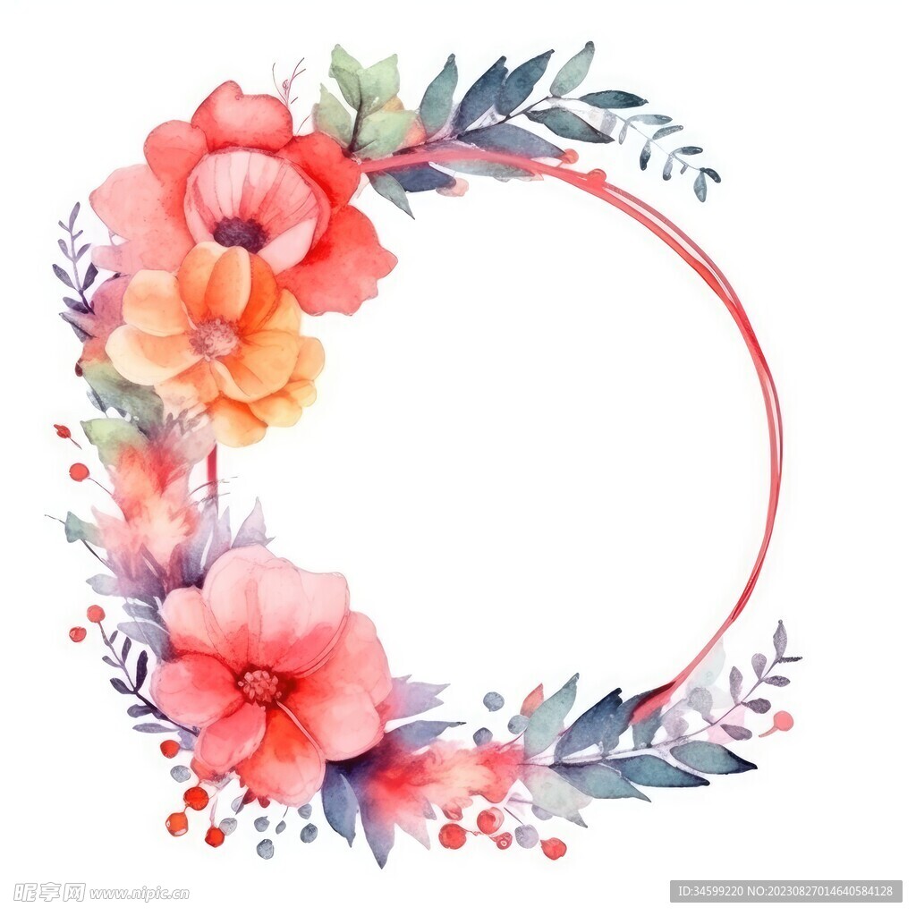 水彩花圈 