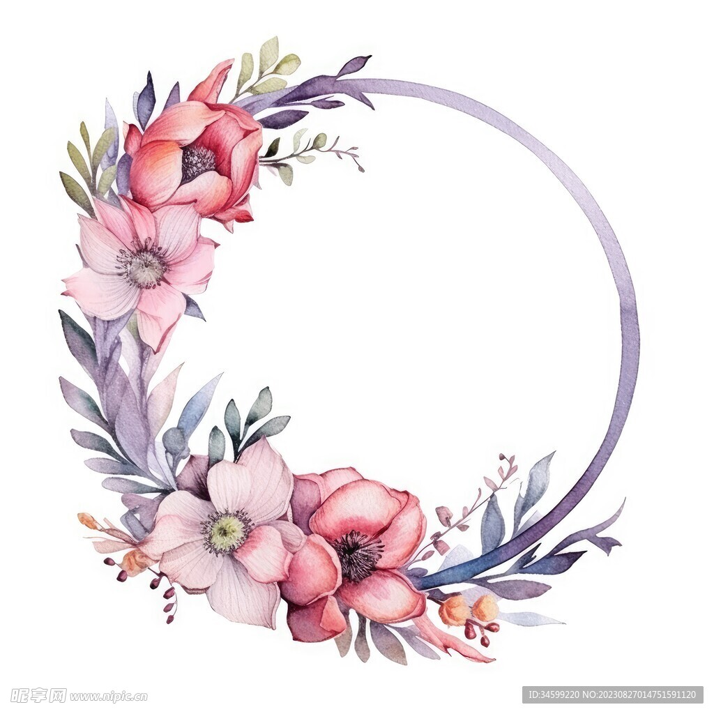 水彩花圈 