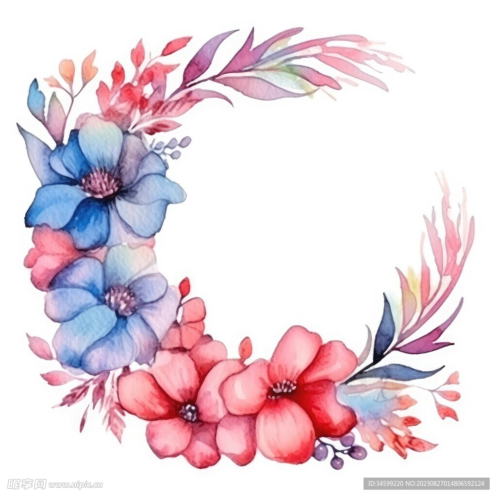 水彩花圈 