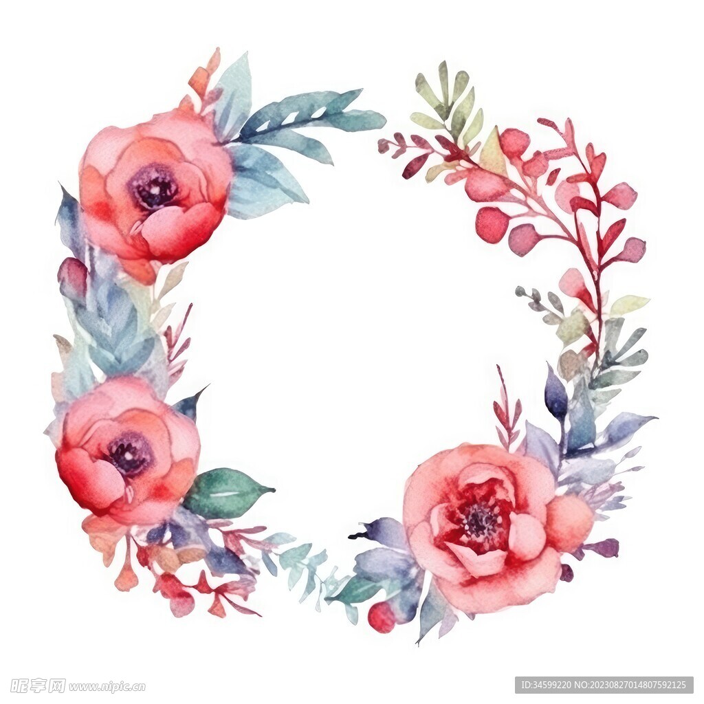 水彩花圈 