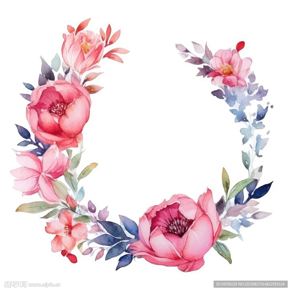 水彩花圈 