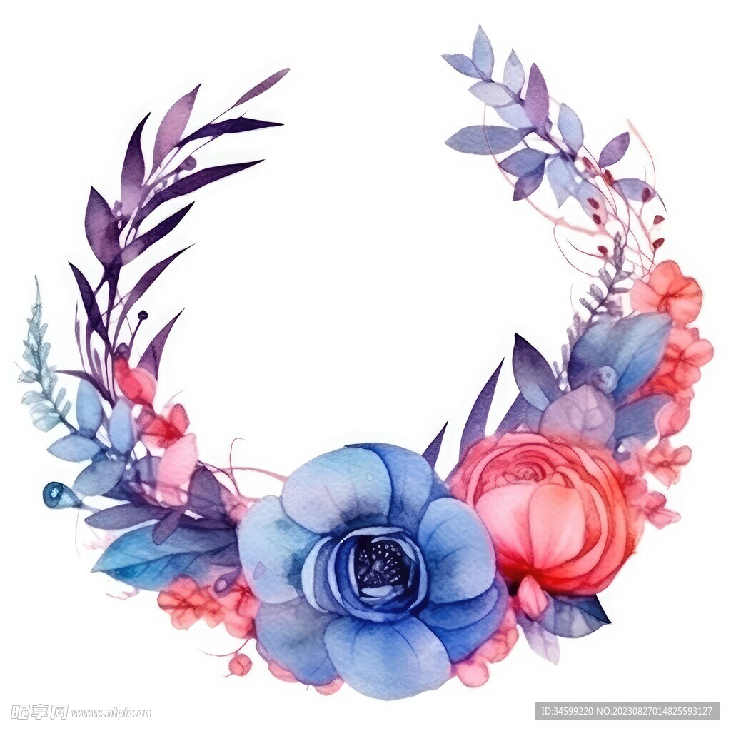 水彩花圈 
