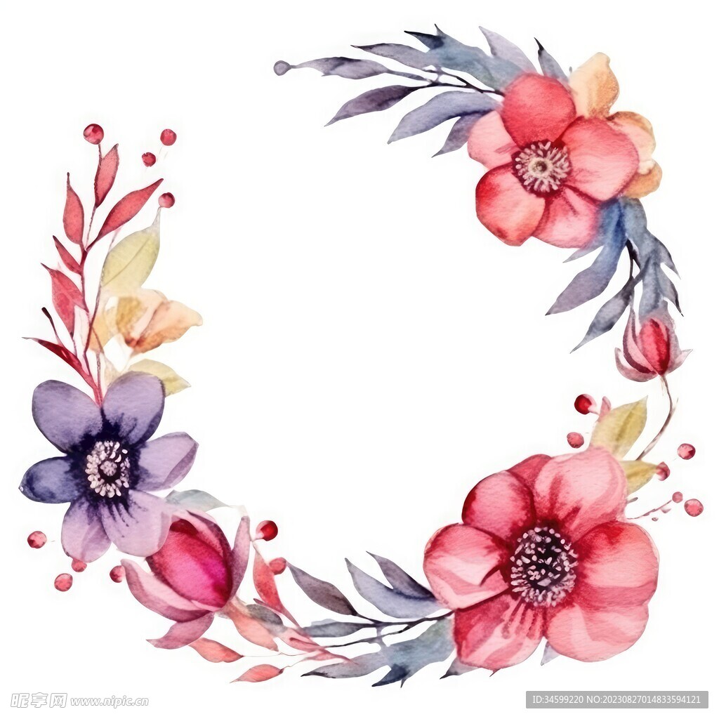 水彩花圈 
