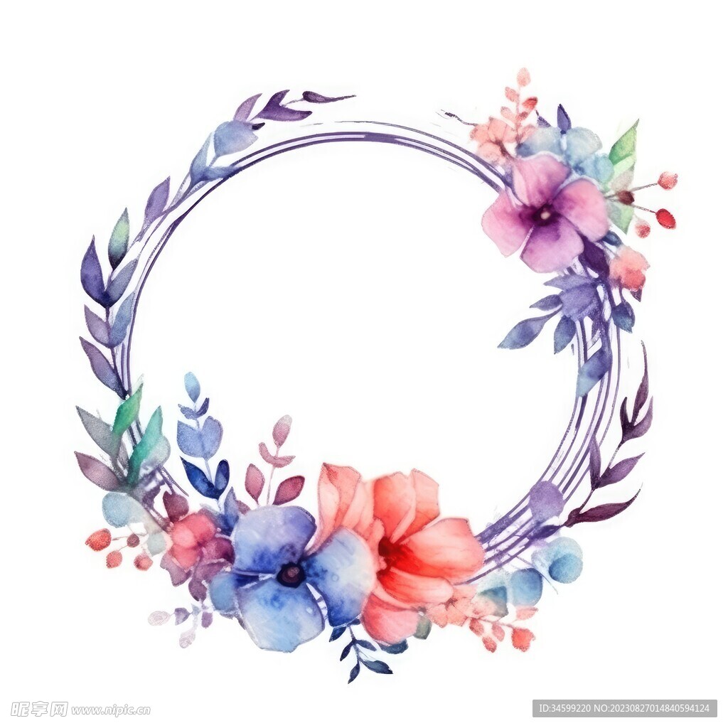 水彩花圈 