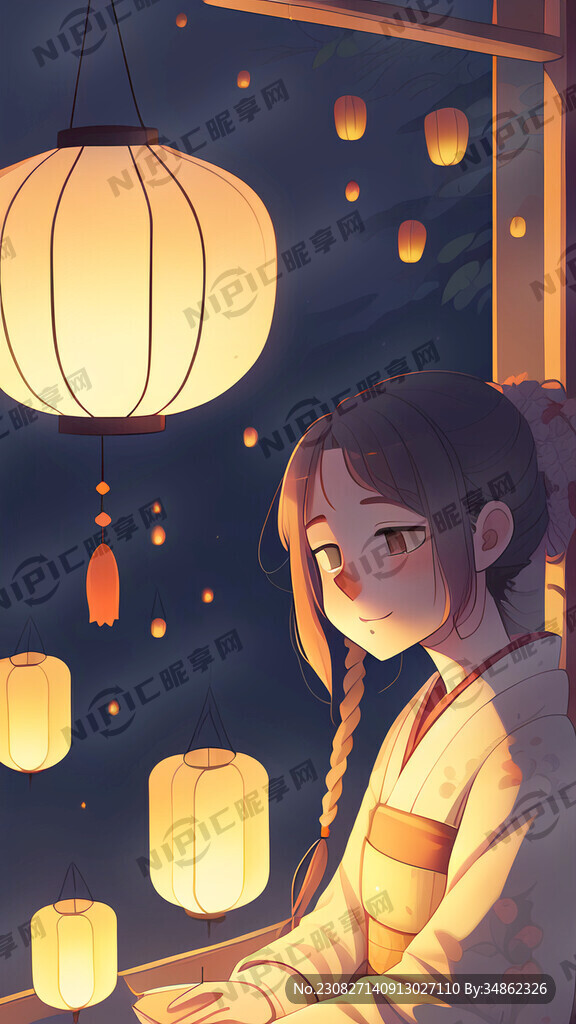 中元节二次元海报温馨