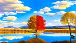 插画秋天的风景