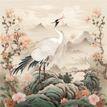 中国画白鹤