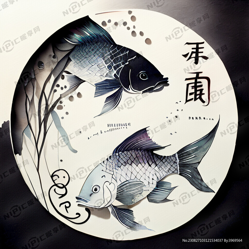 剪纸 有鱼 有福字