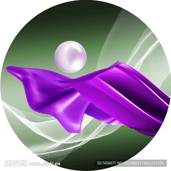 紫色绸布圆球艺术挂画装饰画