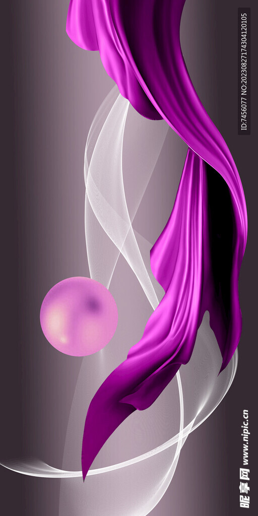 紫色绸带圆球艺术挂画装饰画