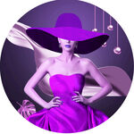紫色美女艺术圆形挂画装饰画