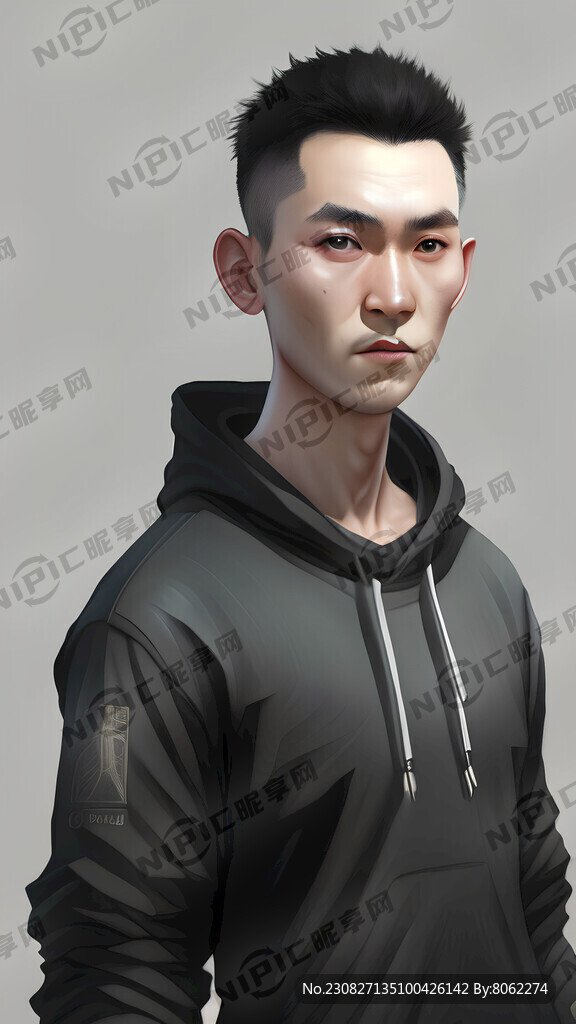 白人穿黑色卫衣