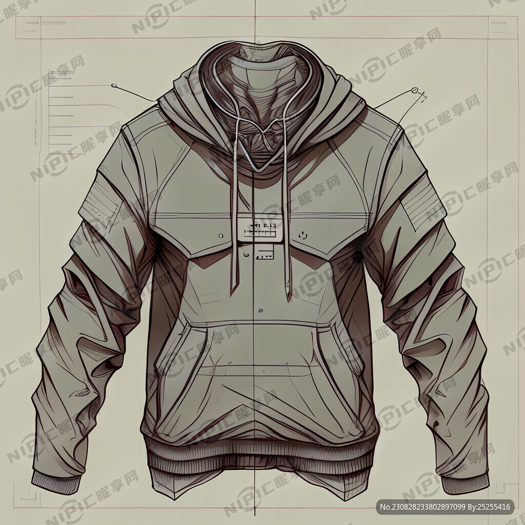 卫衣 平面图 线稿