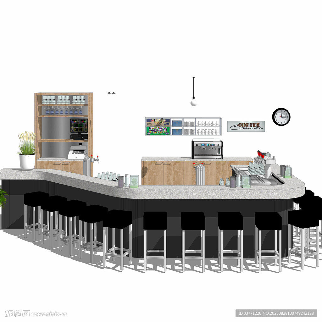 咖啡厅吧台模型