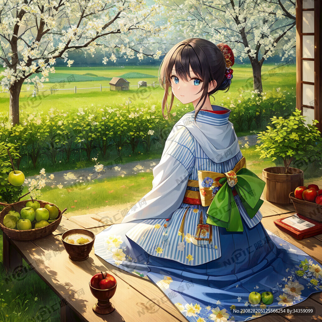 日系 青苹果 油画 农民