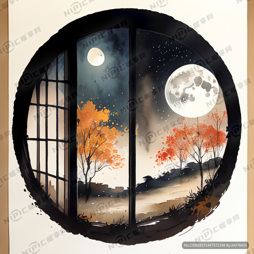 中秋节日国风插画