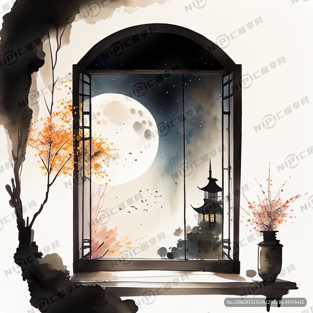 中秋节日国风插画