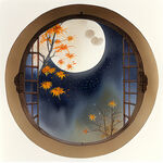 中秋节日国风插画，色彩艳丽，层次感强