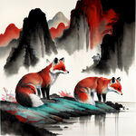 黑色白色红色的三只狐狸
诗意的环境
青山绿水
仿佛有神仙穿梭其中