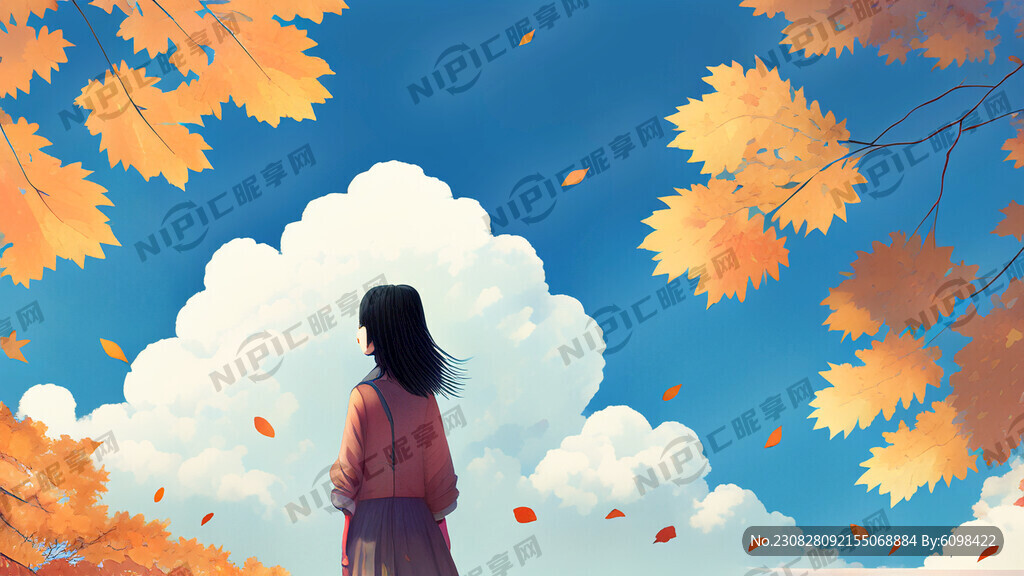 秋分 蓝天 白云 落叶 鸿雁