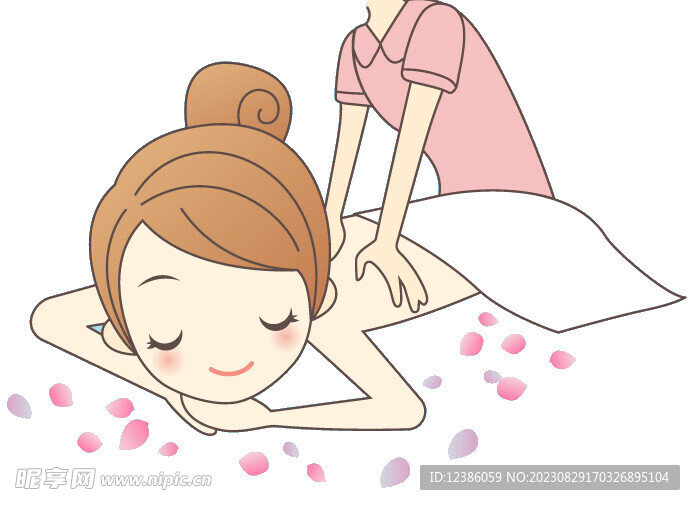 卡通女孩身体背部按摩护