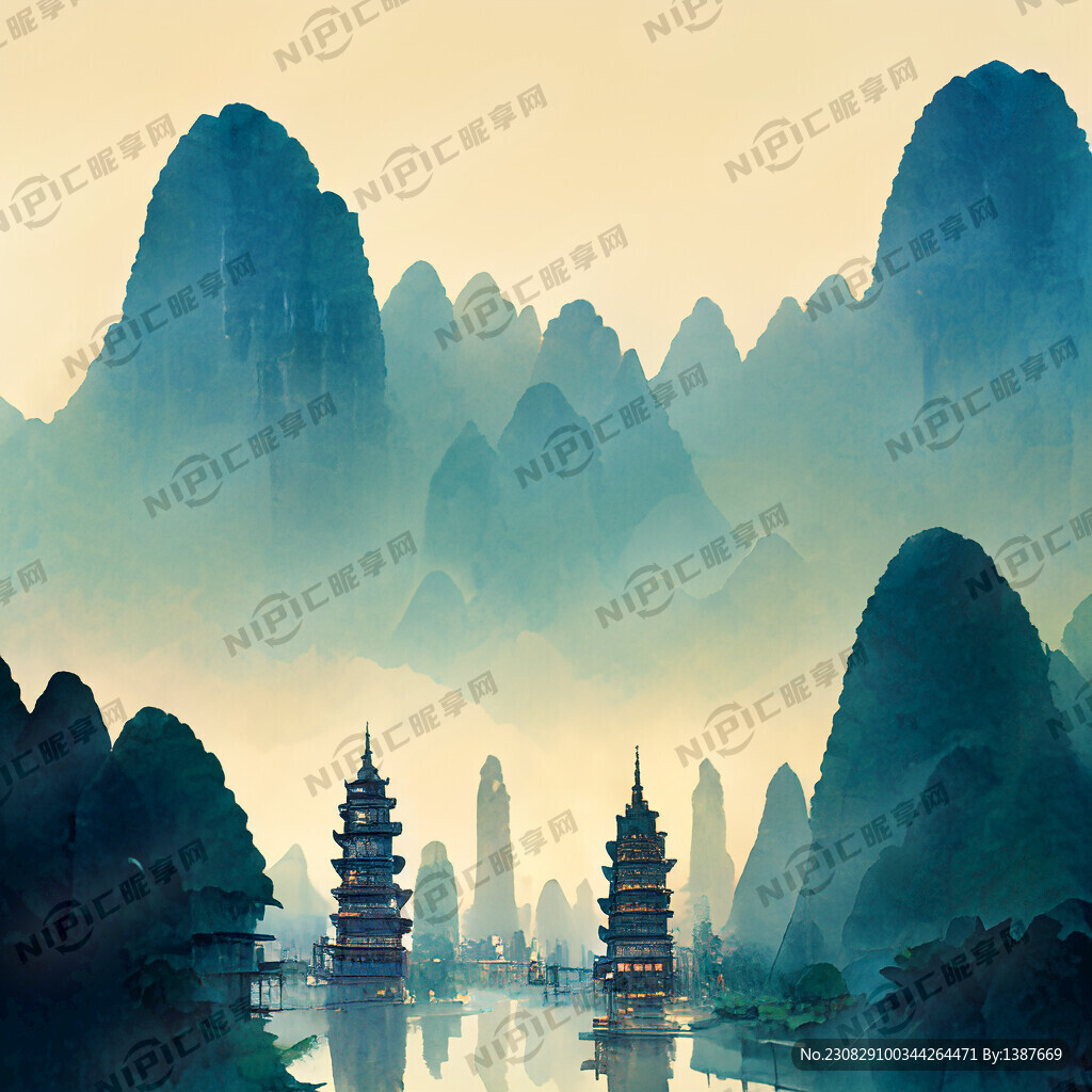 桂林王城城楼和桂林独秀峰为背景