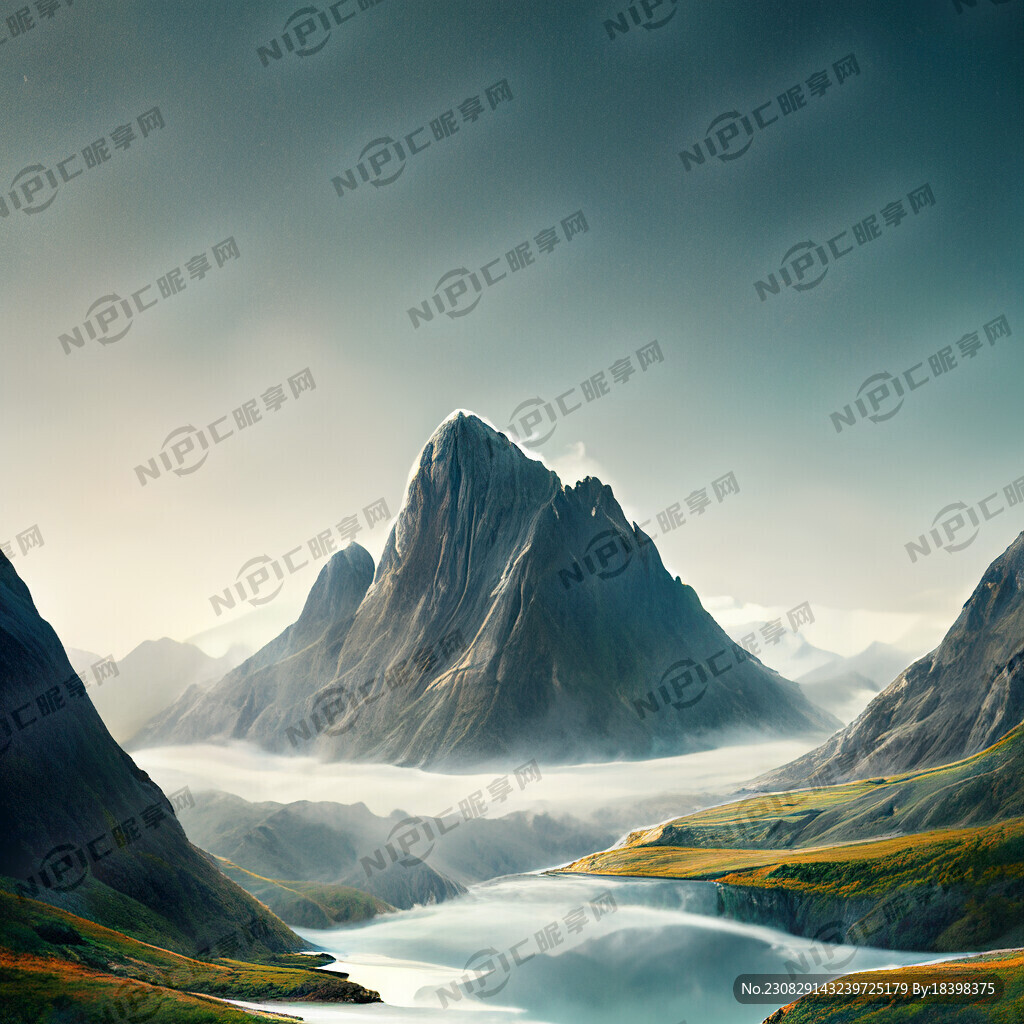 绘制一幅3d山水风景插画