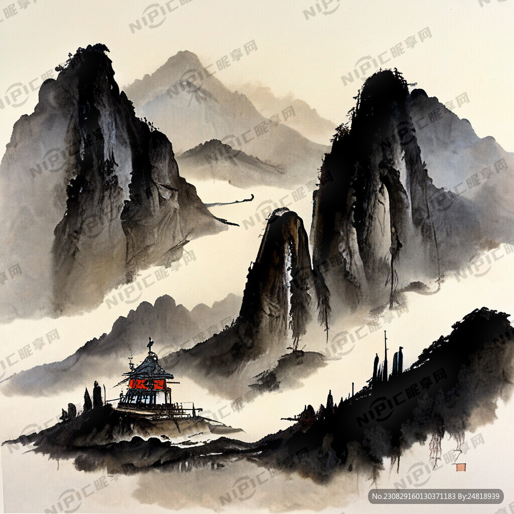 机器人 国风 山水画