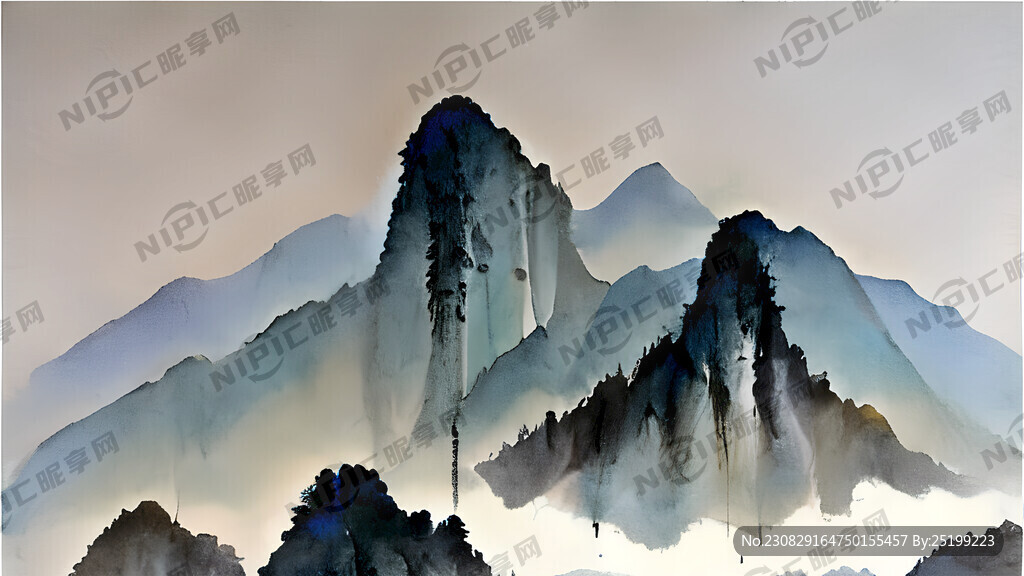 画面两边是竹子 中间是山