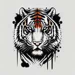 老虎，标志，简单，一笔成画，黑白两色