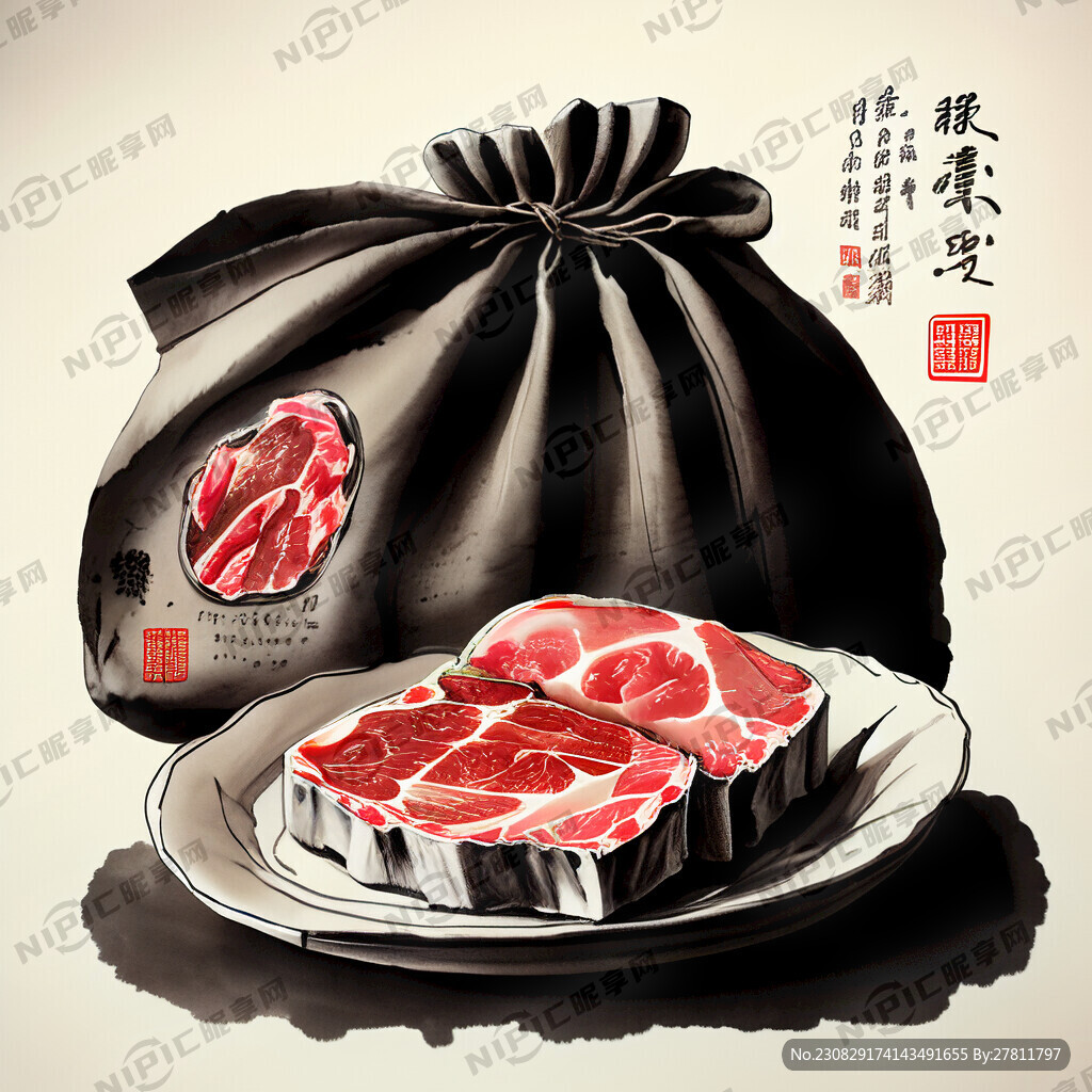 古风猪肉脯礼品袋