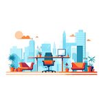 扁平化人物办公场景
