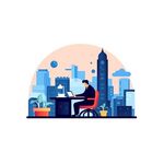 扁平化人物办公场景