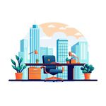 扁平化人物办公场景