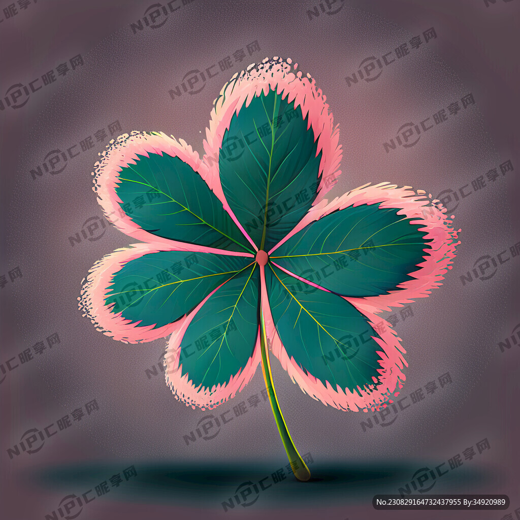 卡通五叶草粉色