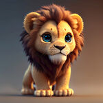 小狮子，可爱小狮子，拟人化，CG渲染，电影质感，高清，3D模型