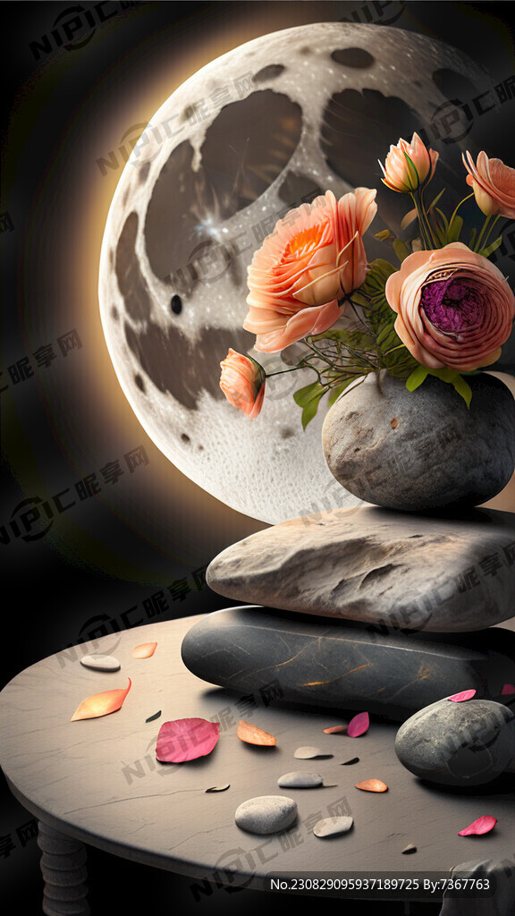 月季花前面有桌子 暖调