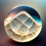 多个圆形透明晶体，悬浮，光感，微距拍摄