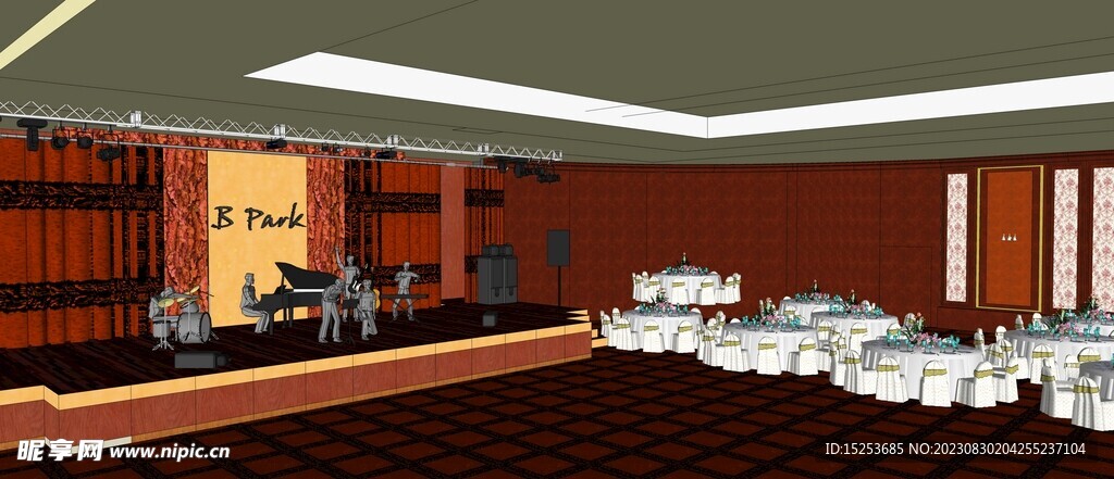 酒店音乐餐厅设计模型