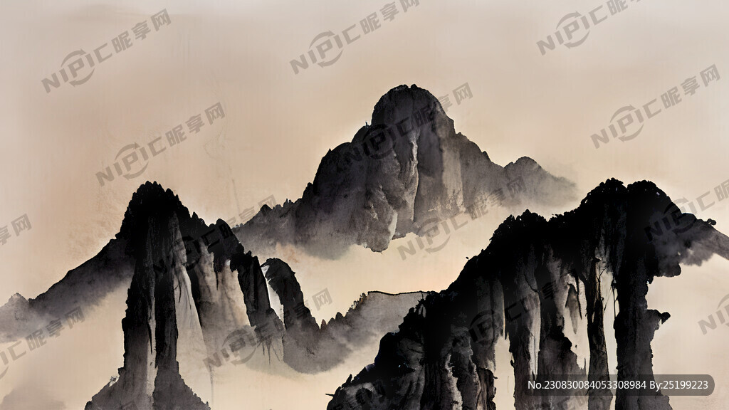 竹子 山 中国画 水墨 中国风