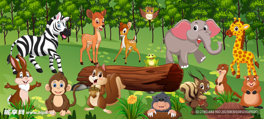 卡通森林动物