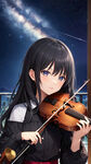 星空黑发灰眼少女小提琴科幻