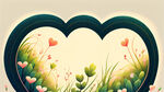 爱心植物纹理外框，春天阳光，儿童嬉戏插图